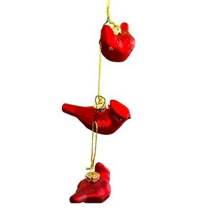 Old World Christmas 3 Red Cardinals Blown Glass Ornament Merck Family Birds